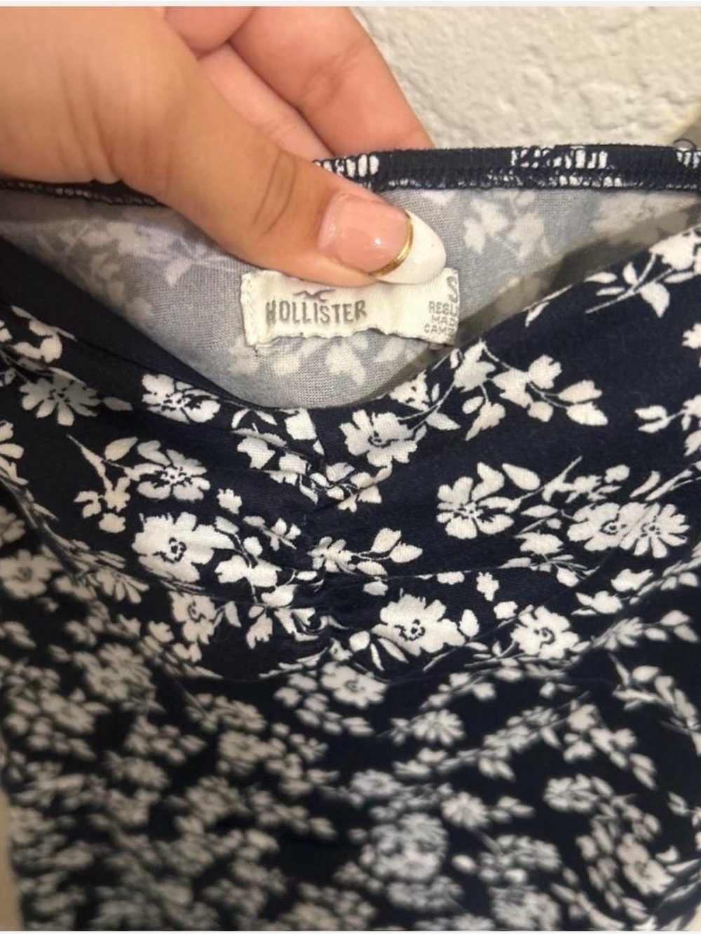 Hollister Navy Mini Skirt with White Floral Print